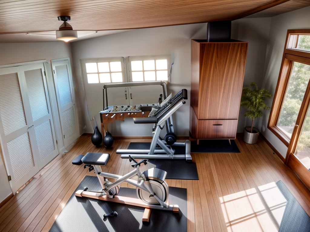 Home Gym in Mid-century Modern style