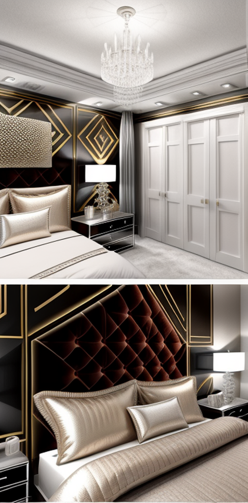Bedroom in Hollywood Glam style