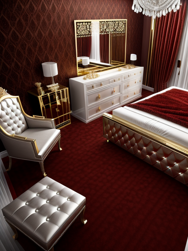 Bedroom in Hollywood Glam style