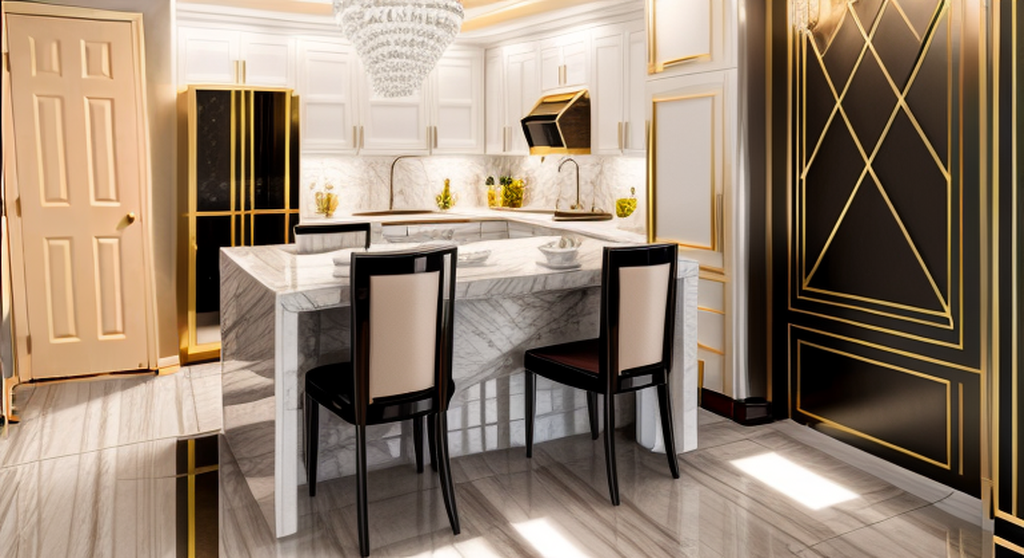 Dining Room in Hollywood Glam style