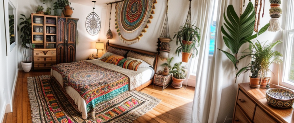 Bedroom in Bohemian style